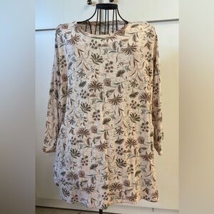 NWT J Jill Floral Beige Long Sleeve Women's Top